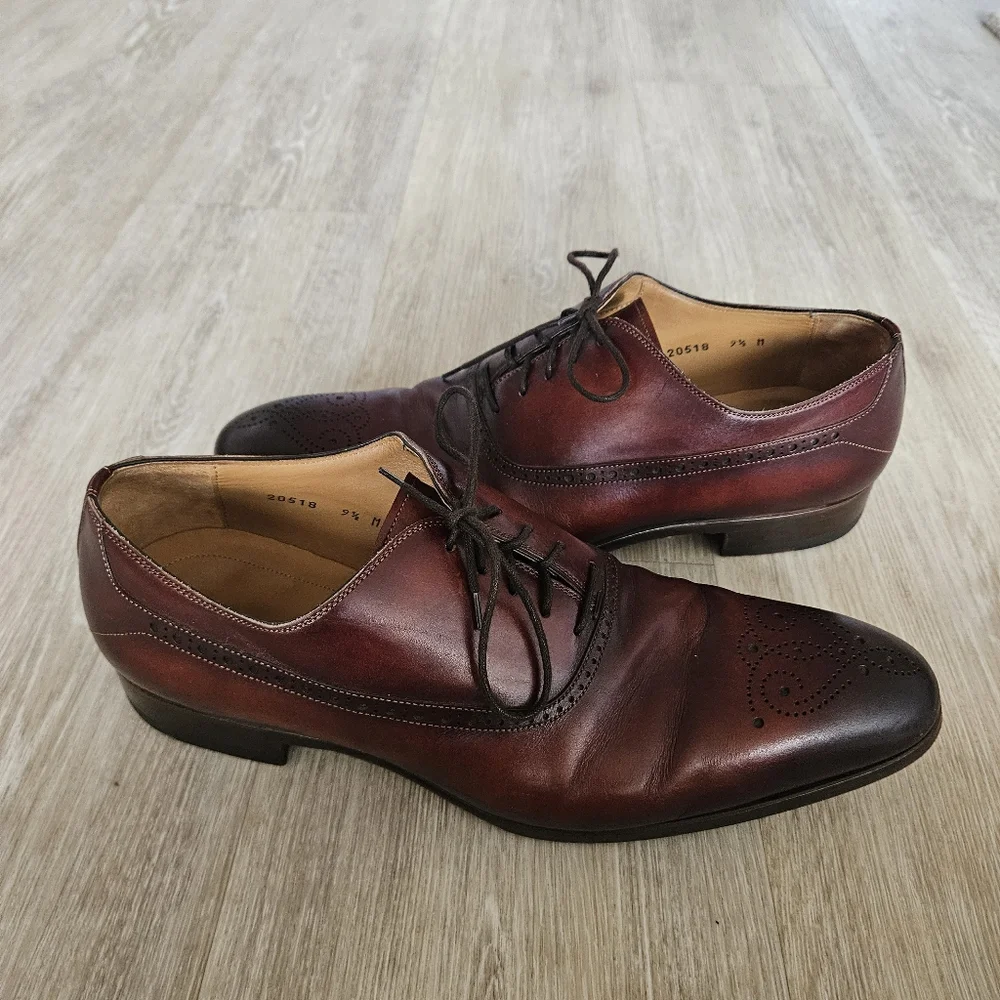 Magnanni Manolo Medallion Toe Oxford Cognac 20518 Men's Size 9.5
